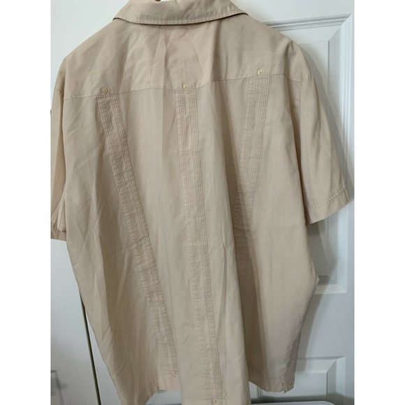 Vintage SUPREME Men’s Guayabera Tan Sz 1X Embroidered Short Sleeve Button Shirt - Picture 7 of 7
